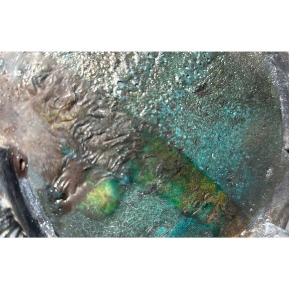 Handmade Raku Studio Pottery Vase Multicolor Glaze, Footed Base, Signed by Artis - Picture 7 of 7